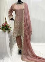 Shimmer Silk Peach Wedding Wear Embroidery Work Readymade Salwar Suit